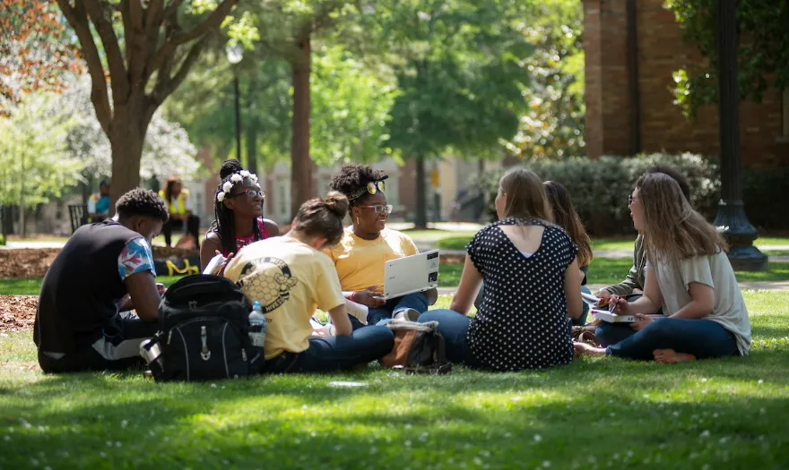 Students enjoying time on the Quad